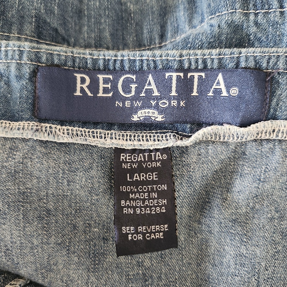 VTG 90s Y2K Regatta Denim Shortalls Womens Large Country Overalls  Western Farm - Picture 5 of 5